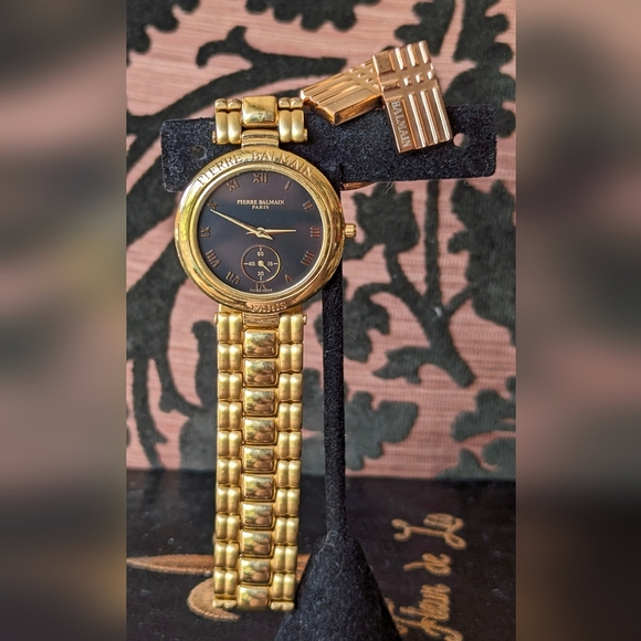 2PCS‼️💥SAPPHIRE💎💯PIERRE BALMAIN SAPPHIRE CRYSTAL SS/WR WATCH WITH CUFF LINKS - Picture 9 of 12